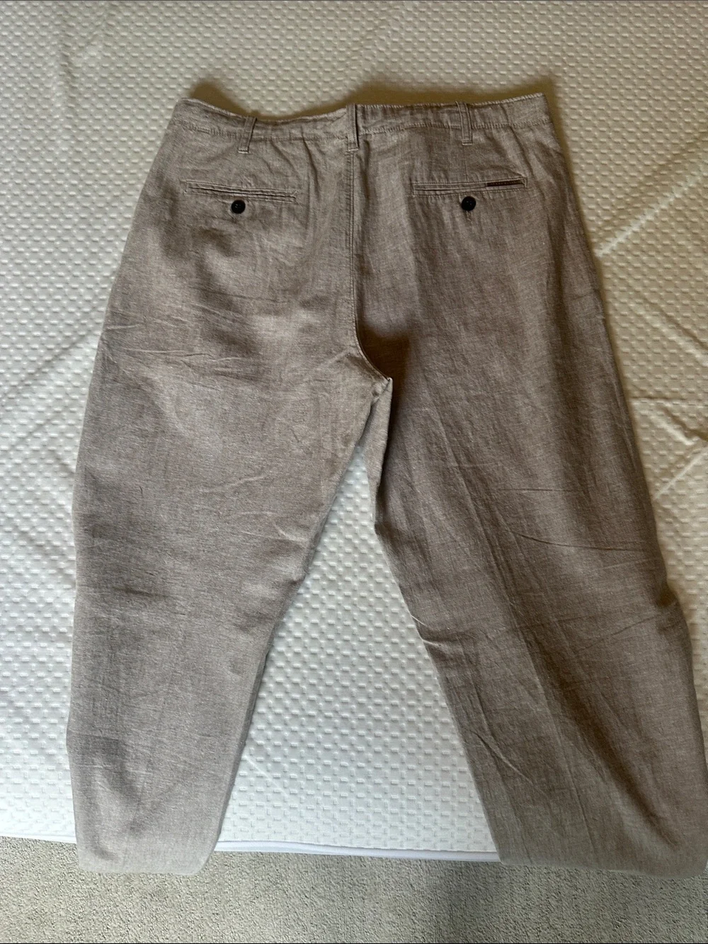 Perry Ellis Men's Drawstring linen pant — Light Taupe
